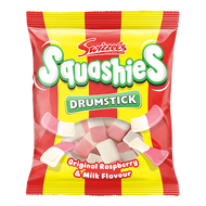 Swizzels Squashies Original Raspberry & Milk 140g 
Try the "Squashies" side of life! Your favourite Swizzels flavours made uniquely soft, foamy, and...Squashy!