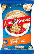 Aunt Bessie's Golden Crumble 400g 
Aunt the winner of the best crumble is YOURS! Pick your favourite fruit & with Aunt Bessie's Golden Crumble Mix you will have the perfect dessert in no time! Serve with or without Ice Cream! 
ALLERGENS: Wheat