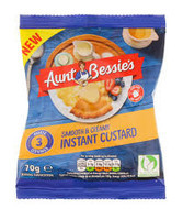 Aunt Bessie's Instant Custard Mix 70g 
No time to make custard - No Problem! Aunt Bessie's Smooth & Creamy Instant Custard will have your custard ready in no time! 
ALLERGENS: Milk
