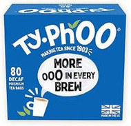 Typhoo Decaf 80's 250g 
Perfectly balanced Kenyan tea for a smooth refreshing premium decaf cuppa. Enjoy this signature rich, full-bodied tea without the caffeine.