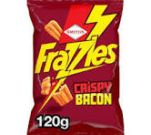 Smiths Frazzles Bacon 120g x12
Get your bacon on! Crispy, crunchy, and big on bacon flavour. These baked corn snacks are perfect for sharing...if they last that long. 
ALLERGENS: Wheat, Soya, Milk, Barley
