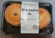 Celtic Gourmet Steak & Kidney Pie 142g x6 (5oz)
Tender chunks of beef and kidney stewed with onions and herbs in a rich beef gravy, encased in a flaky crust. FULLY COOKED, just heat and serve! 
ALLERGENS: Wheat, Soy, Barley, Milk, Egg