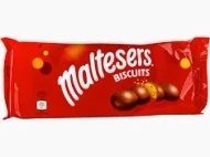 Maltesers Biscuits 110g 
A delicious biscuit with the unmistakable crispy malted center enrobed in smooth milk chocolate. To share...or not! 
ALLERGENS: Milk, Wheat, Soya, Barley