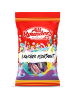 All Rounders Liquorice Assortment Bags - 150g 
If you like liquorice...this is your bag! A mixture of smooth, firm boiled sweets with a deep rich liquorice flavour. 
ALLERGENS: Milk