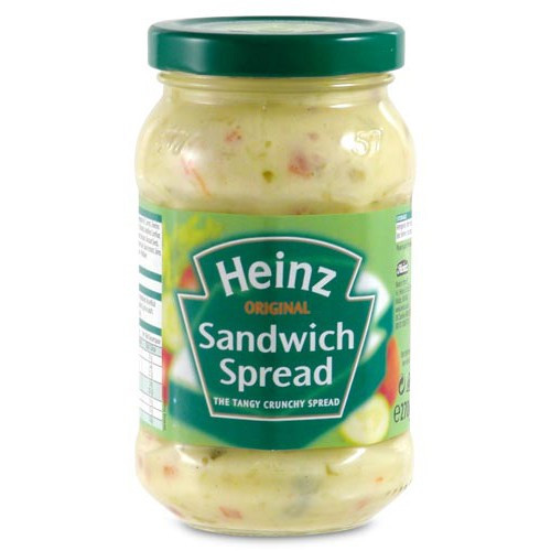 Heinz Sandwich Spread 300g
This tangy spread is full of crunchy vegetables and pairs perfectly with cheese, ham, sandwiches or jacket potatoes
ALLERGENS: Sulphites, Egg, Mustard, Celery Heinz Sandwich Spread 300g
This tangy spread is full of crunchy vegetables and pairs perfectly with cheese, ham, sandwiches or jacket potatoes
ALLERGENS: Sulphites, Egg, Mustard, Celery