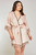 Satin and lace robe with eyelash lace and adjustable tie.

95% Polyester 5% Spandex