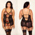 Rose Embroidery Mesh Chemise