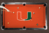 Miami Hurricanes 9' Recreational Billiard Table Felt - U Logo on Orange