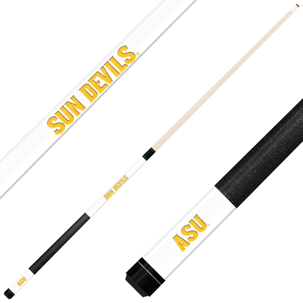 Arizona State Sun Devils Custom Engraved White Billiard Cue - Yellow