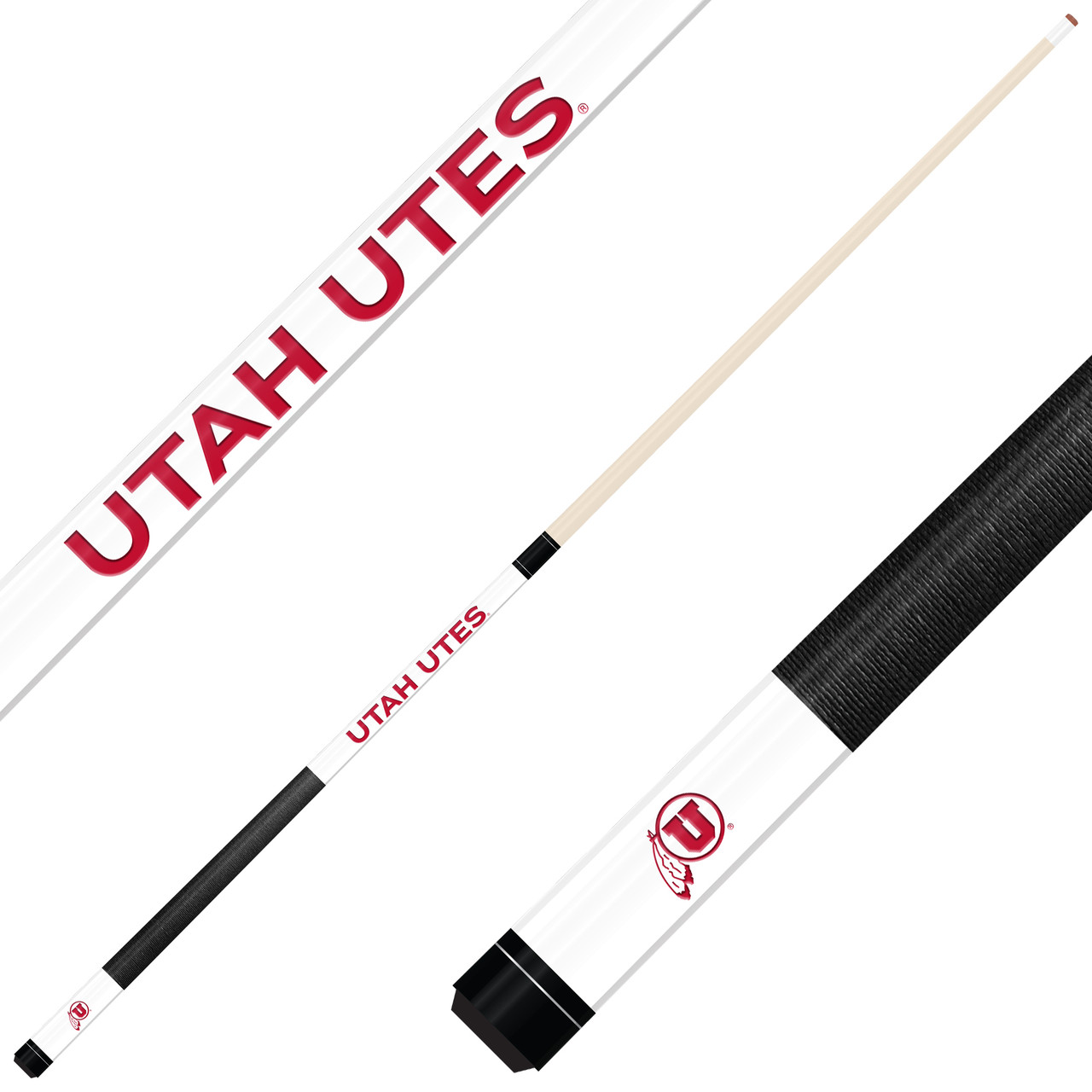 Utah Utes Custom Engraved White Billiard Cue - Red