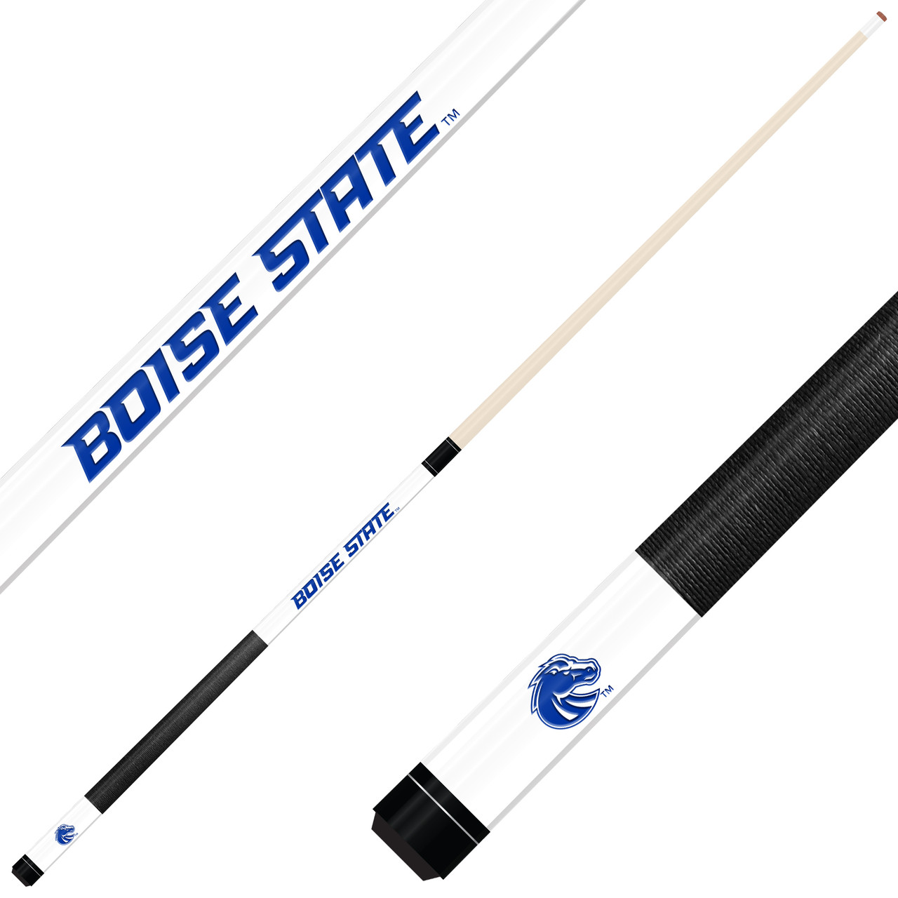 Boise State Broncos Custom Engraved White Billiard Cue - Blue