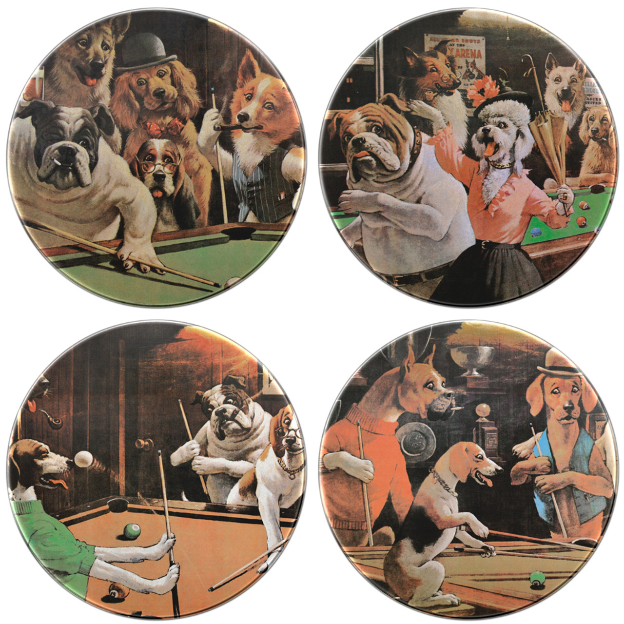 Coaster Set - "Dogs Playing Pool"