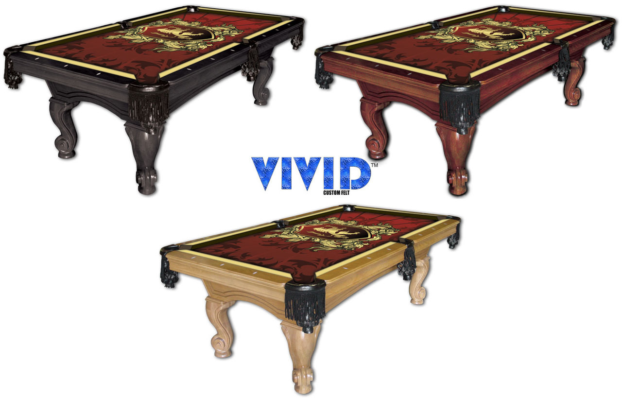 VIVID Golden Lion Crest 9' Pool Table Felt