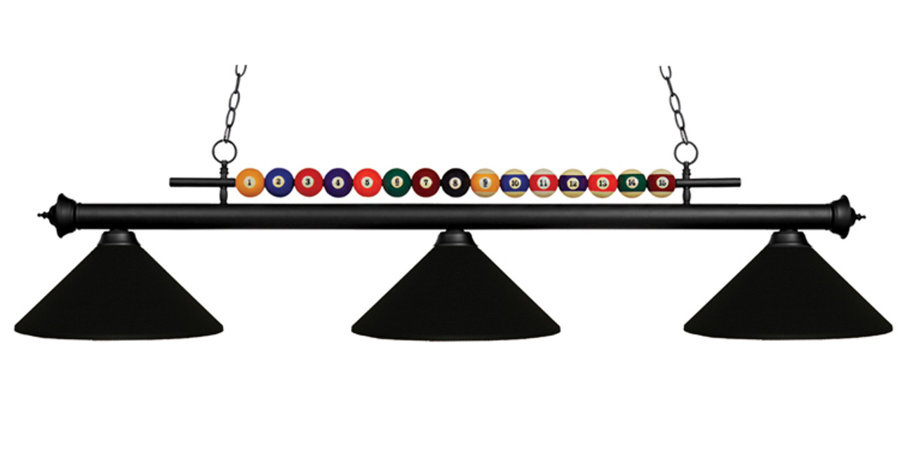 Shark Pool Table Light - Black with Matte Black Metal Shade