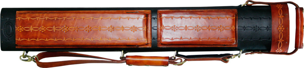 キューケース J FLOWERS 2B4S J Flowers Tribute Pool Cue Case 2x4 Flower Style Black/Brown