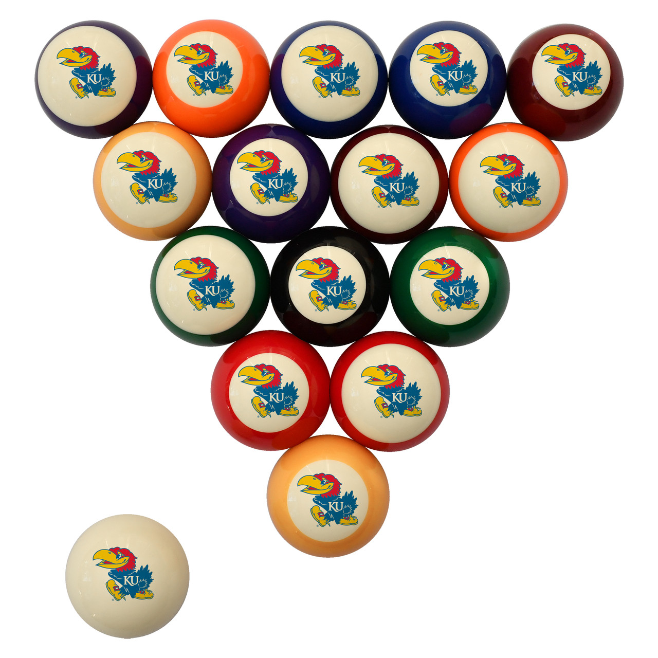Kansas Jayhawks Billiard Ball Set - Standard Colors