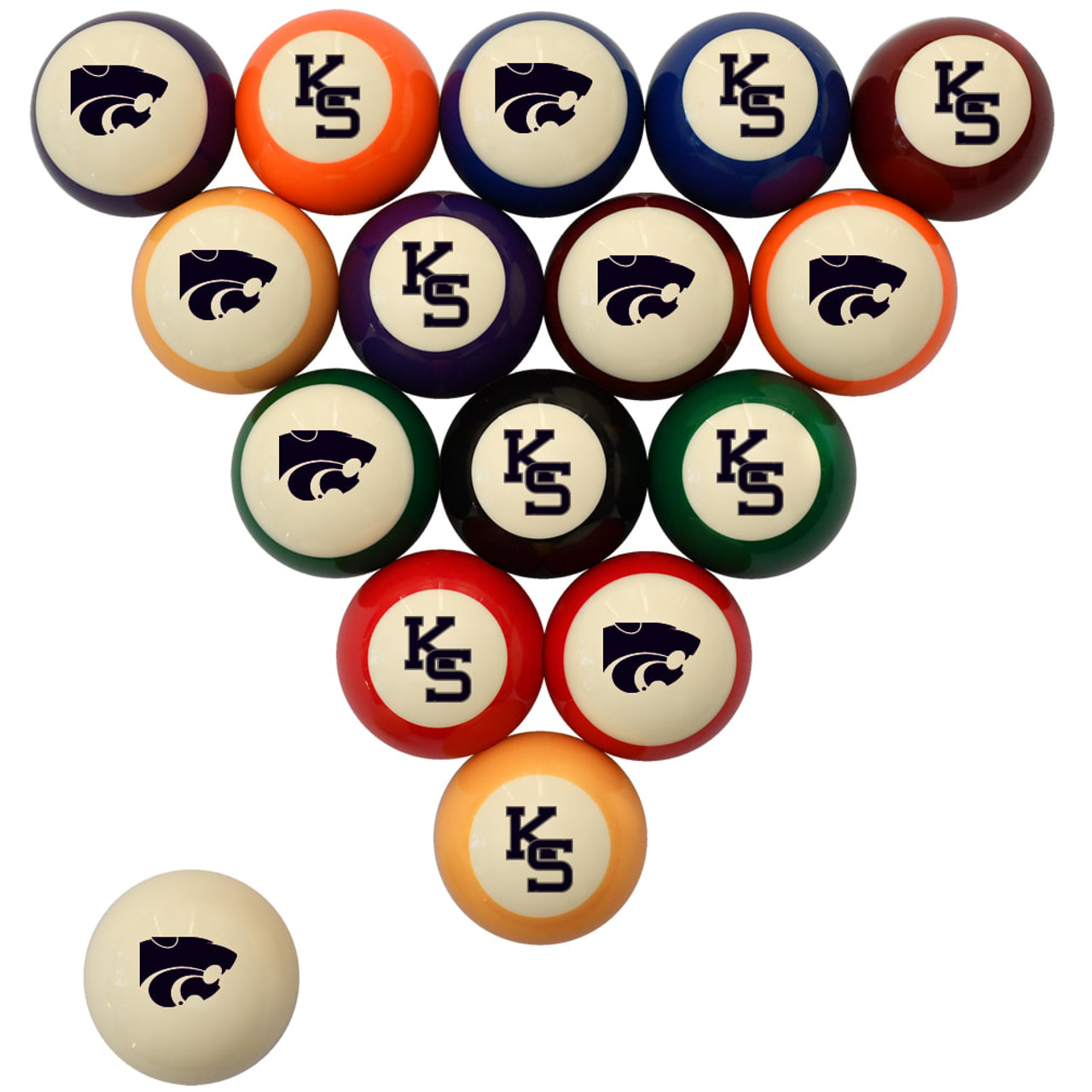 Kansas State Wildcats Billiard Ball Set - Standard Colors