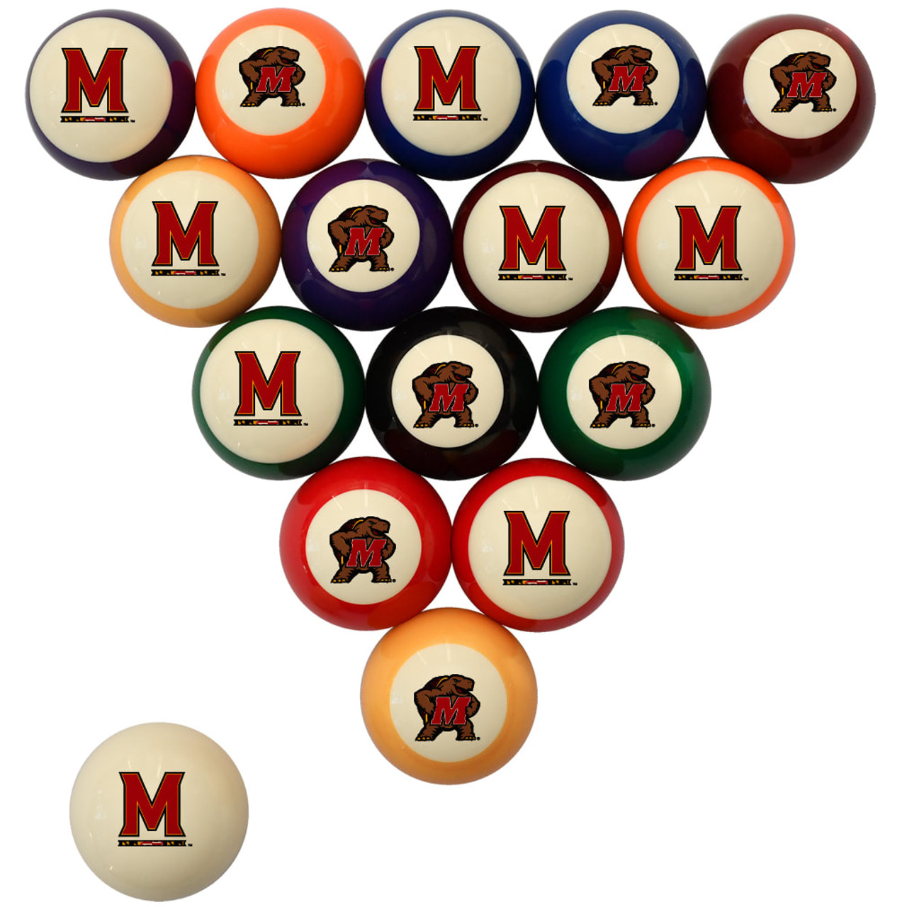 Maryland Terrapins Billiard Ball Set - Standard Colors