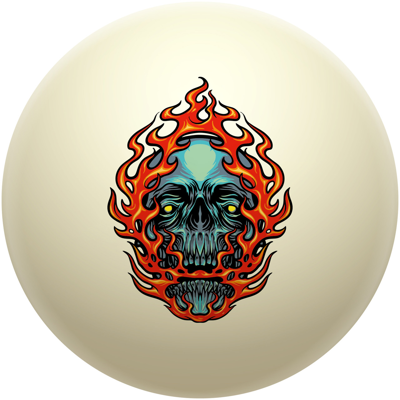 Flaming Skull Cue Ball 