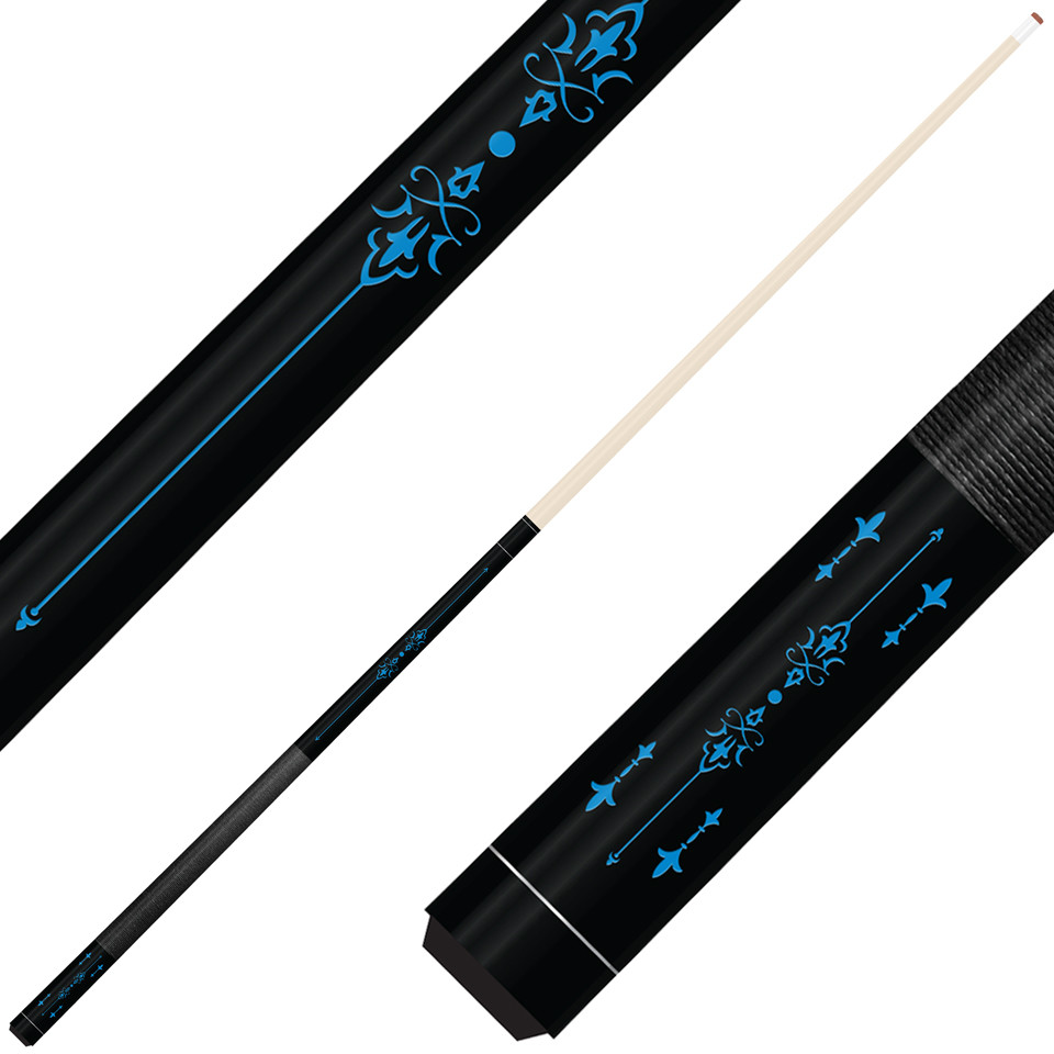 Forged Etched Series ET03 Custom Engraved Black Pool Cue