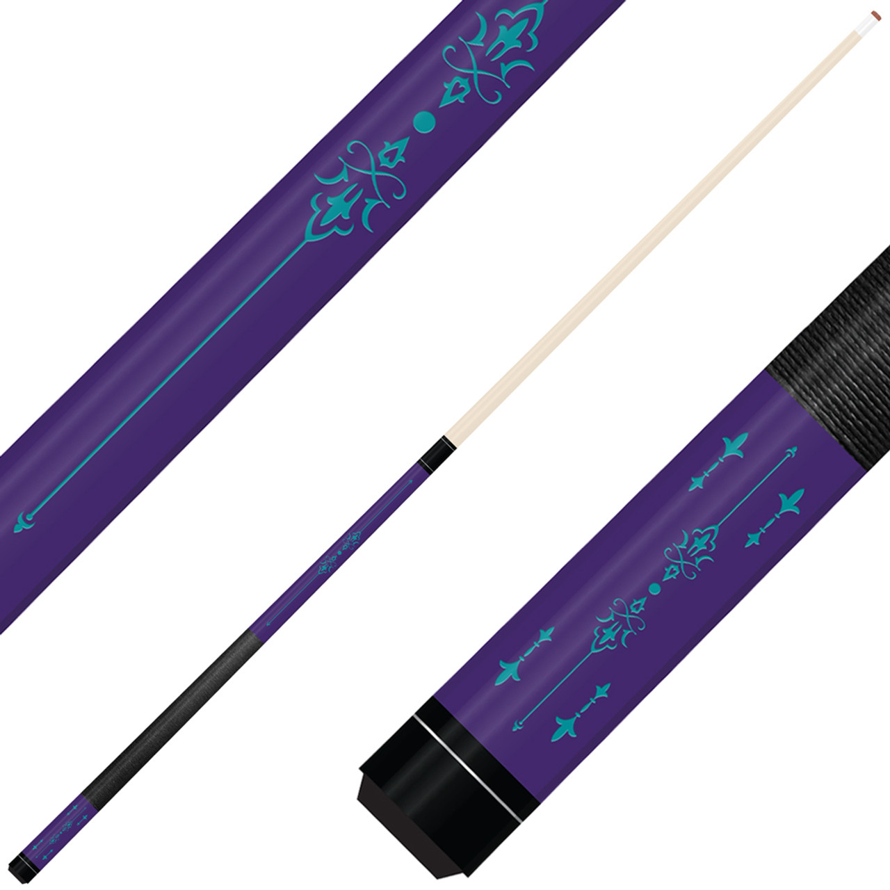 Forged Etched Series ET03 Custom Engraved Purple Pool Cue