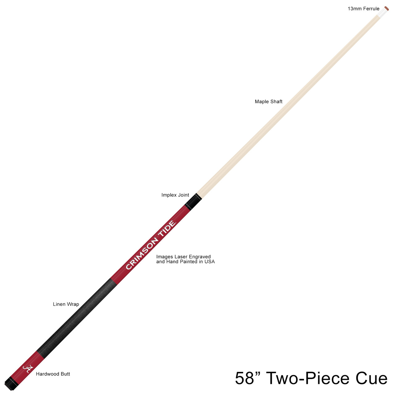 NCAA Alabama Crimson Tide Billiard Cue