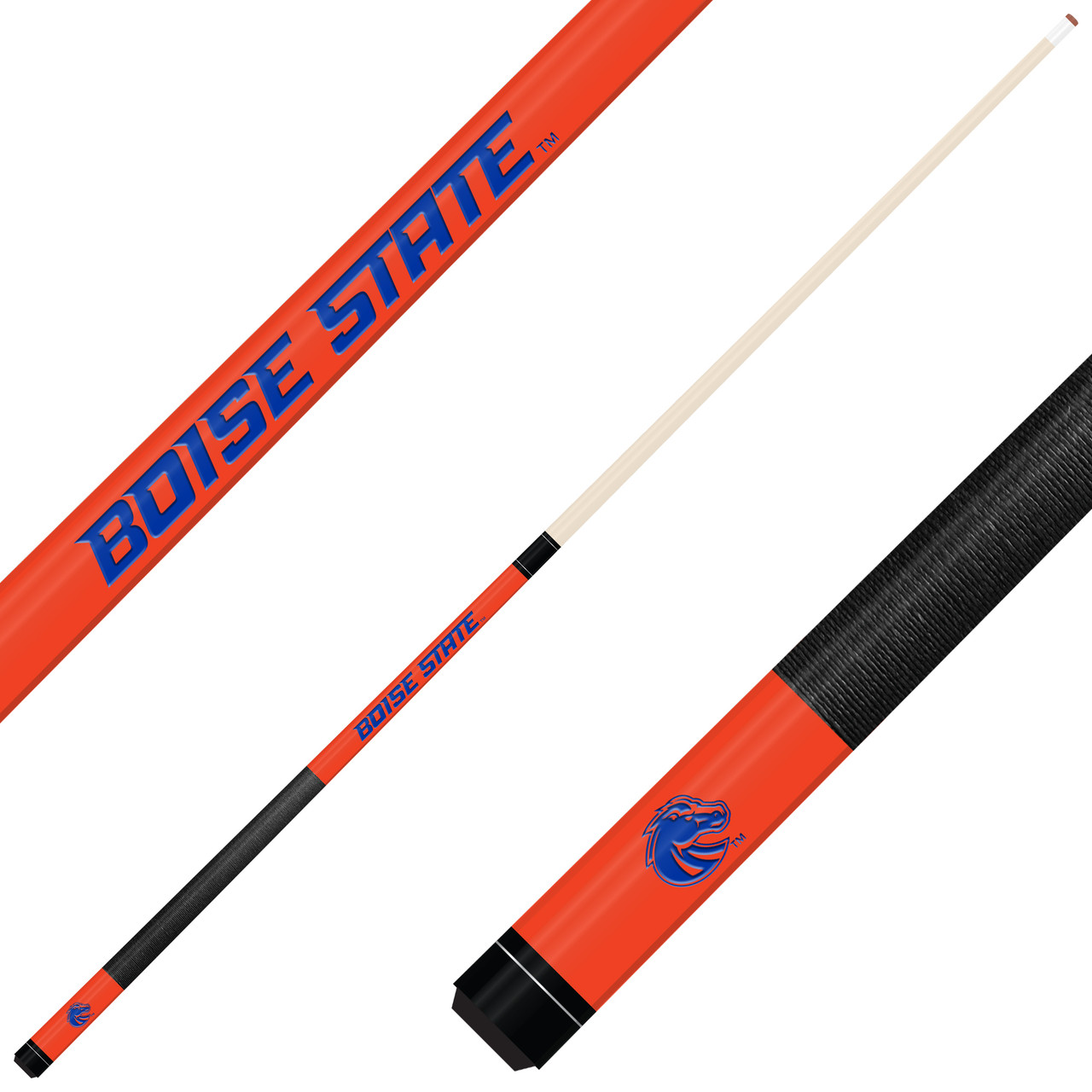 Boise State Broncos Custom Engraved Orange Billiard Cue - Blue