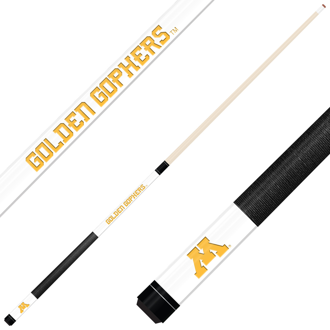 Minnesota Golden Gophers Custom Engraved White Billiard Cue - Gold