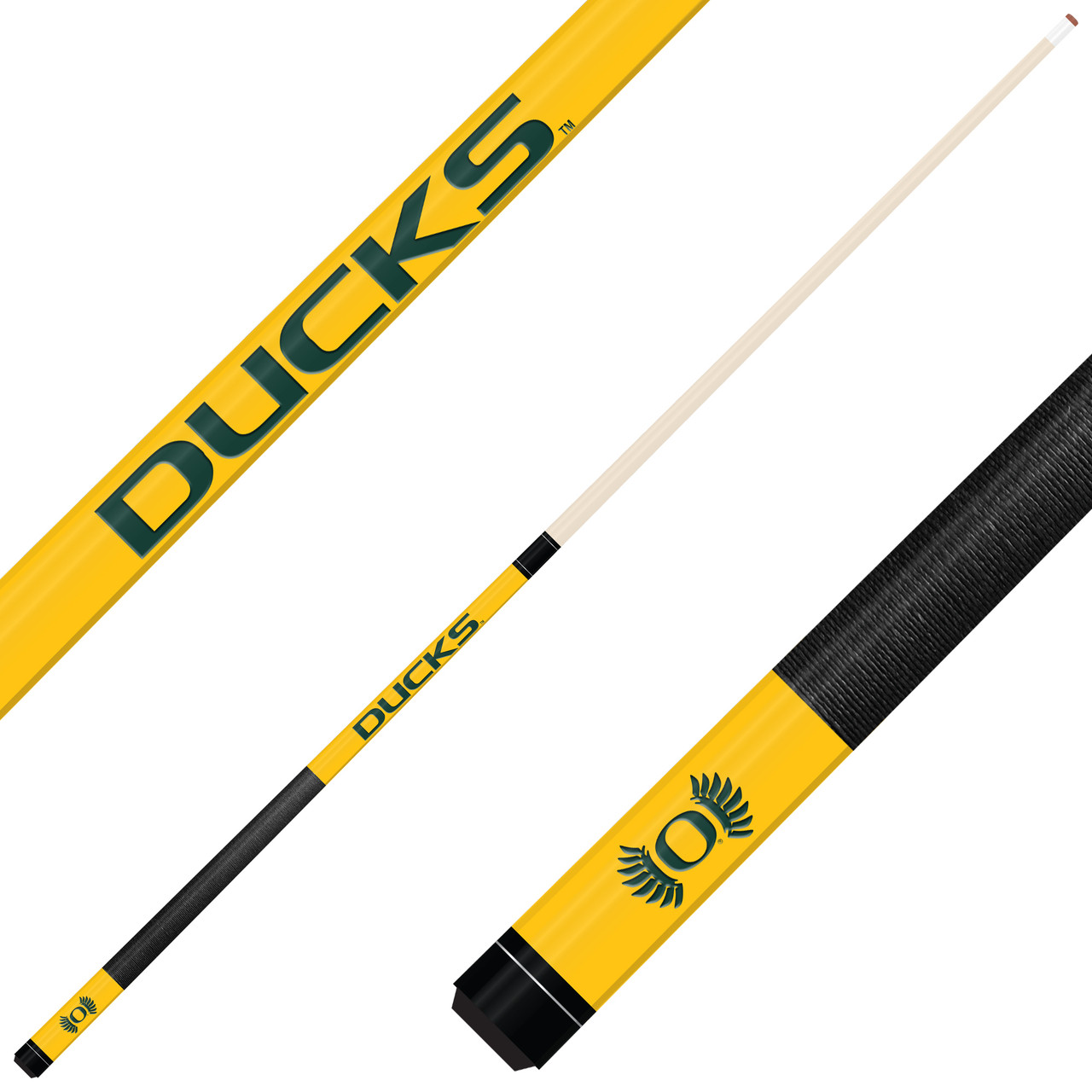Oregon Ducks Custom Engraved Yellow Billiard Cue - Green