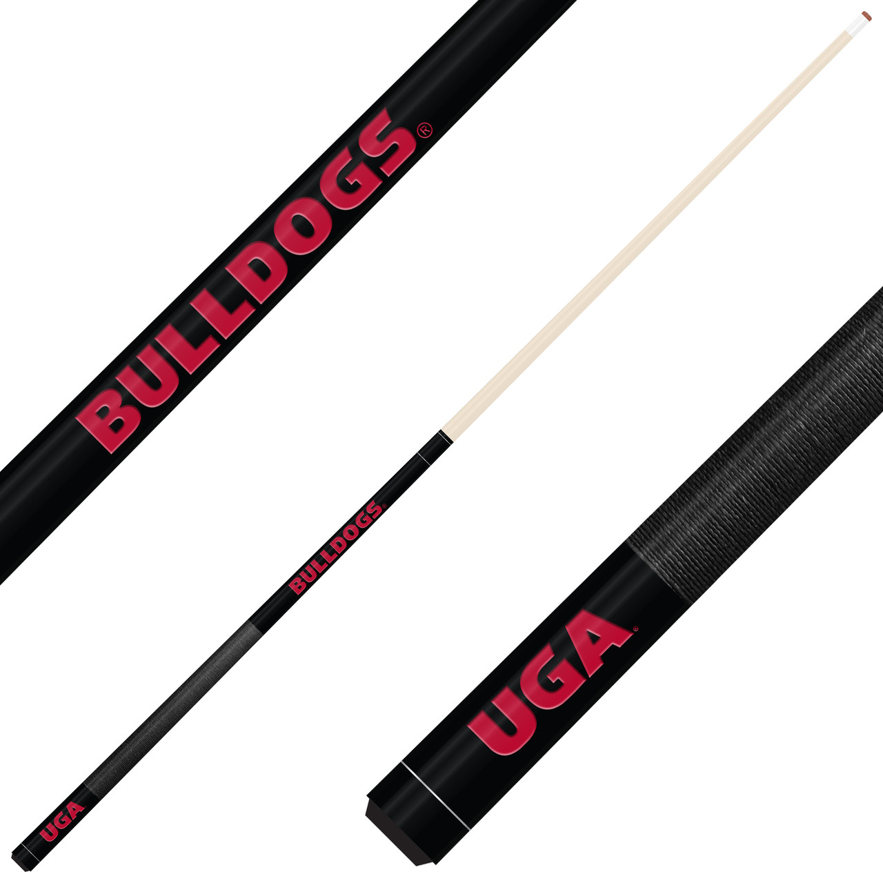 Georgia Bulldogs Custom Engraved Black Billiard Cue - Red