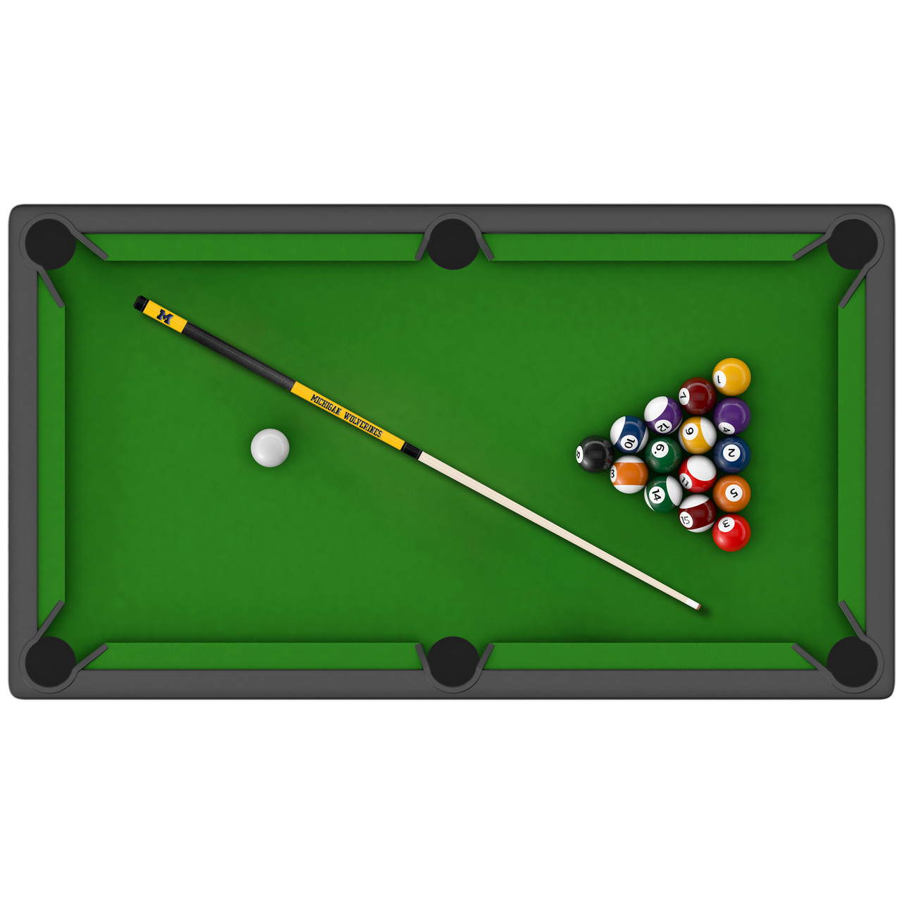 Michigan Wolverines Custom Engraved Yellow Billiard Cue - Blue Michigan Wolverines Custom Engraved Yellow Billiard Cue - Blue