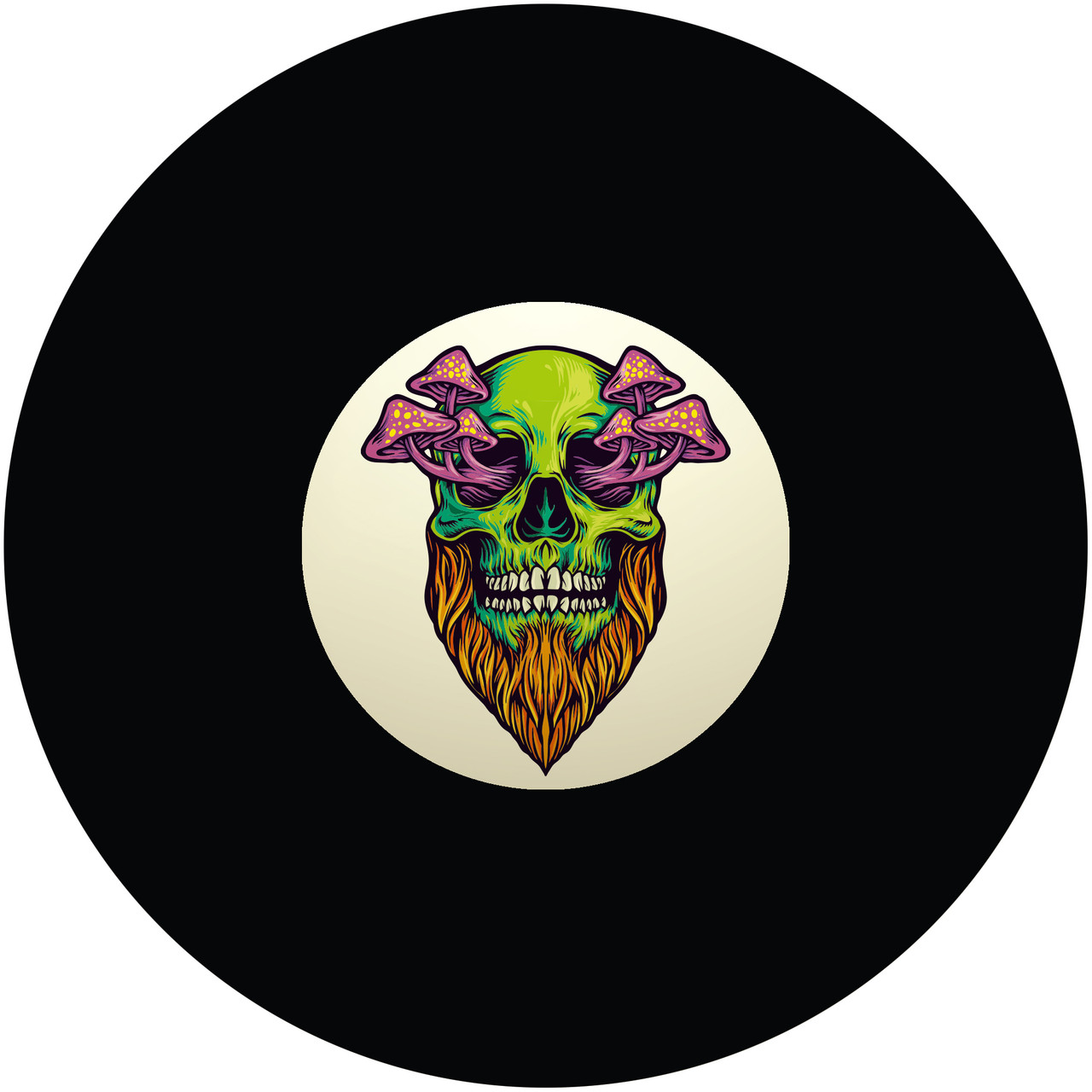 Bearded Green Skull with Mushrooms 8 Ball