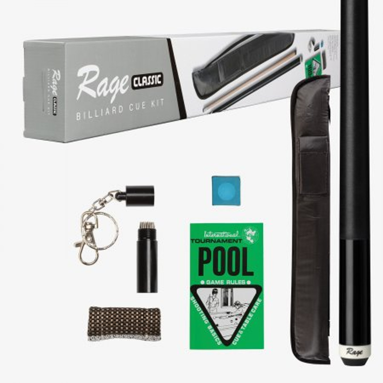 Rage RGPSBLK Pre-Packed Billiard Cue Kit - Classic