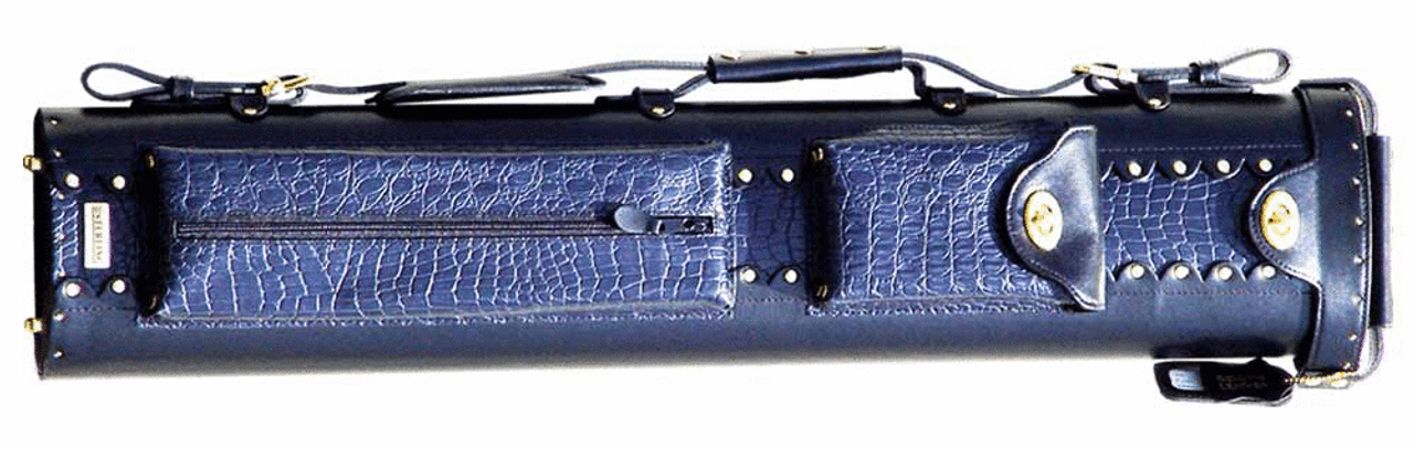 Black and Blue Pro Pool Cue Case for 3 Butts, 5 Shafts