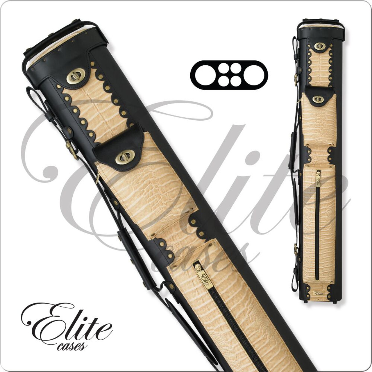 Elite  2X4 Oval Leather Hard Pool Cue Case - ECL24