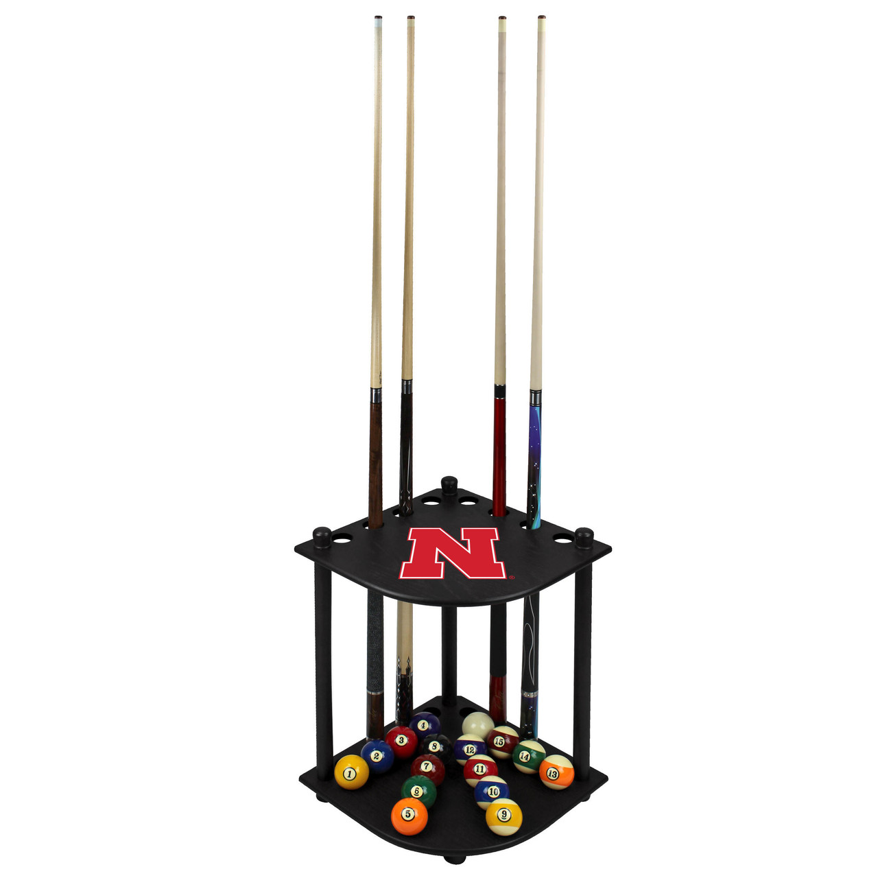 Nebraska Cornhuskers Corner Pool Cue Rack