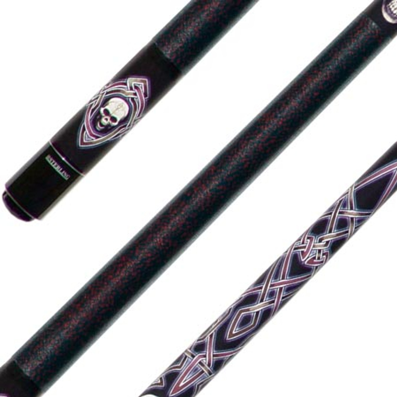 Sterling Tribal Skull Pool Cue