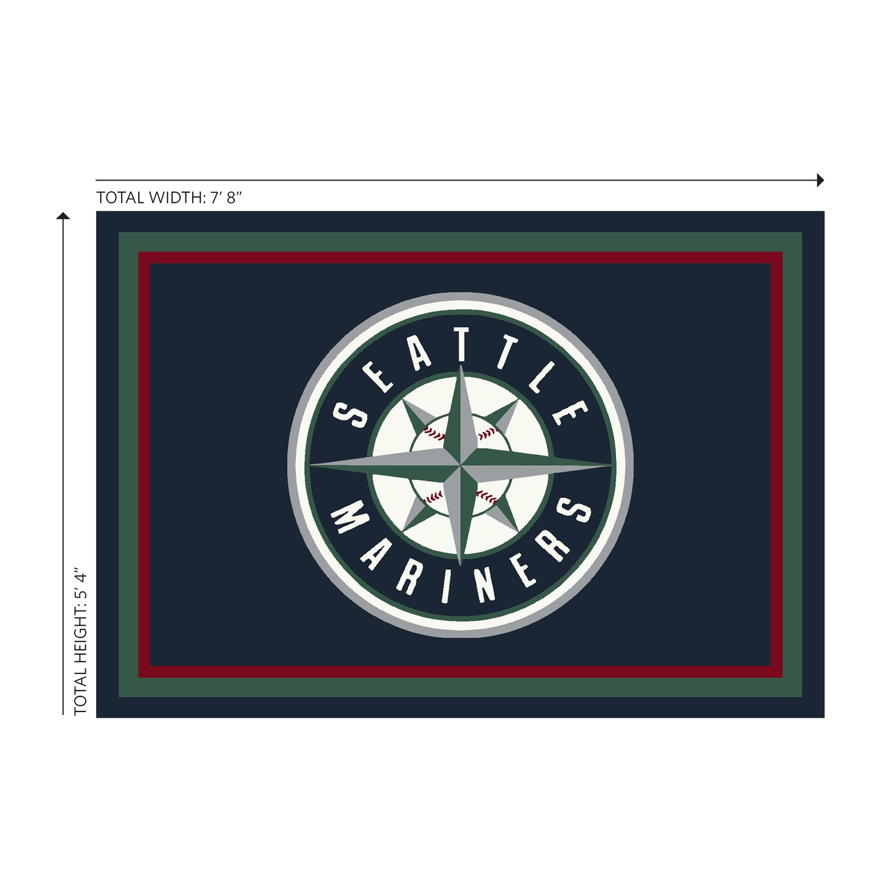 Seattle Mariners 6 x 8 ft Spirit Rug