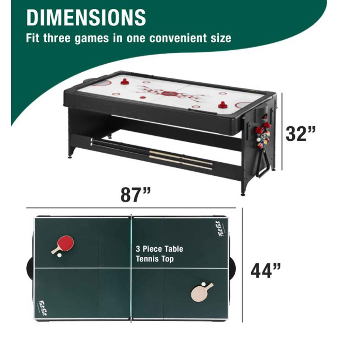 Fat Cat Original 3-in-1 7' Pockey Multi-Game Table