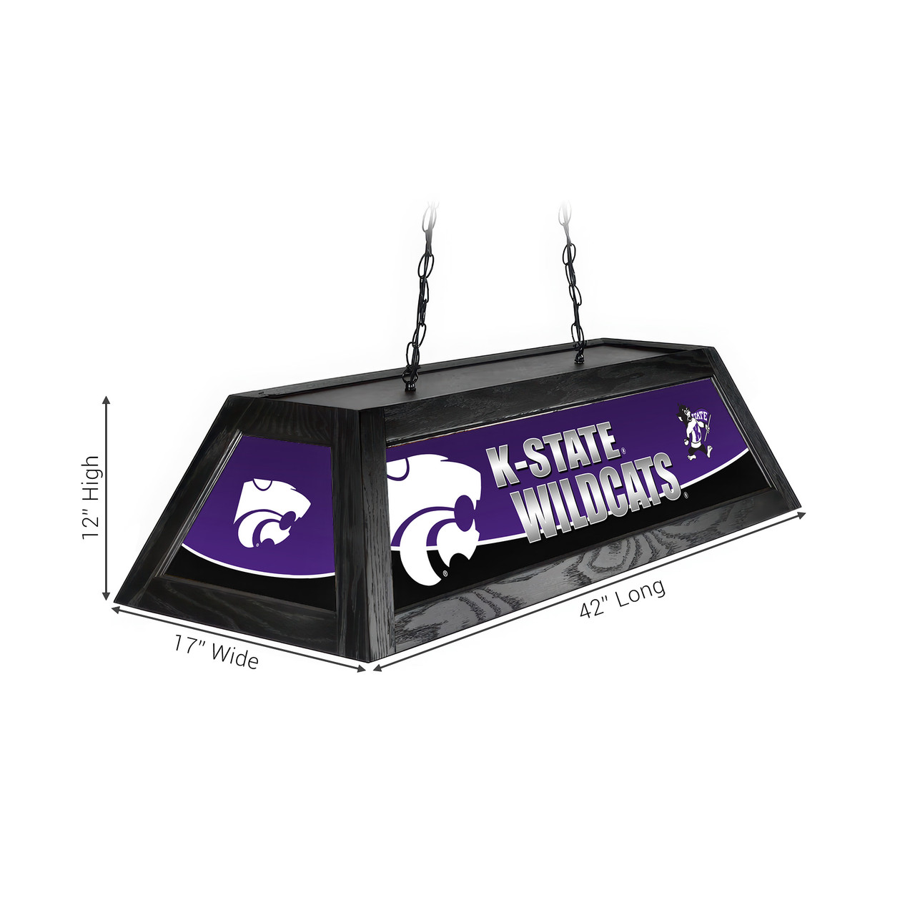 Kansas St. Wildcats 42” Spirit Billiard Lamp – Black Frame