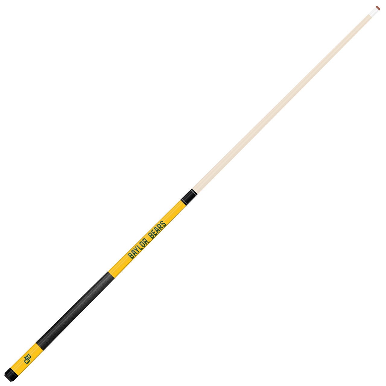 Baylor Bears Custom Engraved Yellow Billiard Cue - Green