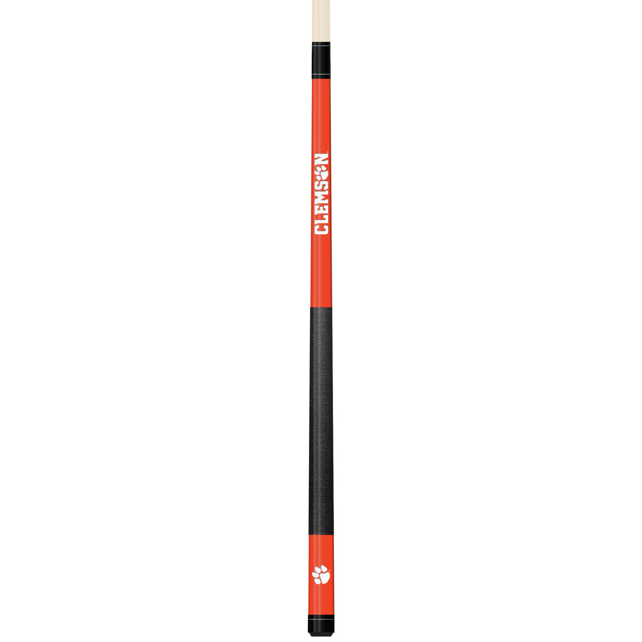 Clemson Tigers Custom Engraved Orange Billiard Cue - White