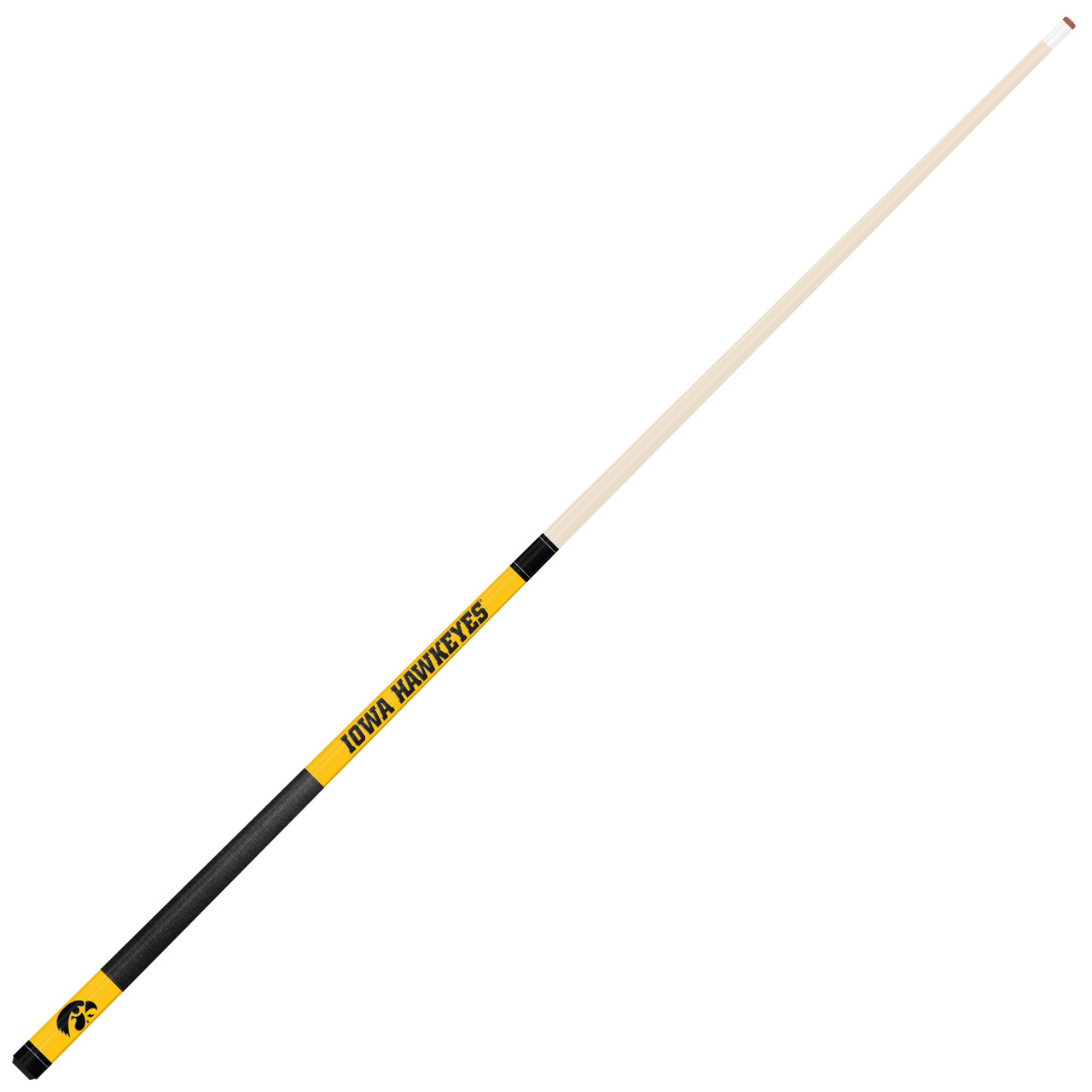 Iowa Hawkeyes Custom Engraved Yellow Billiard Cue - Black