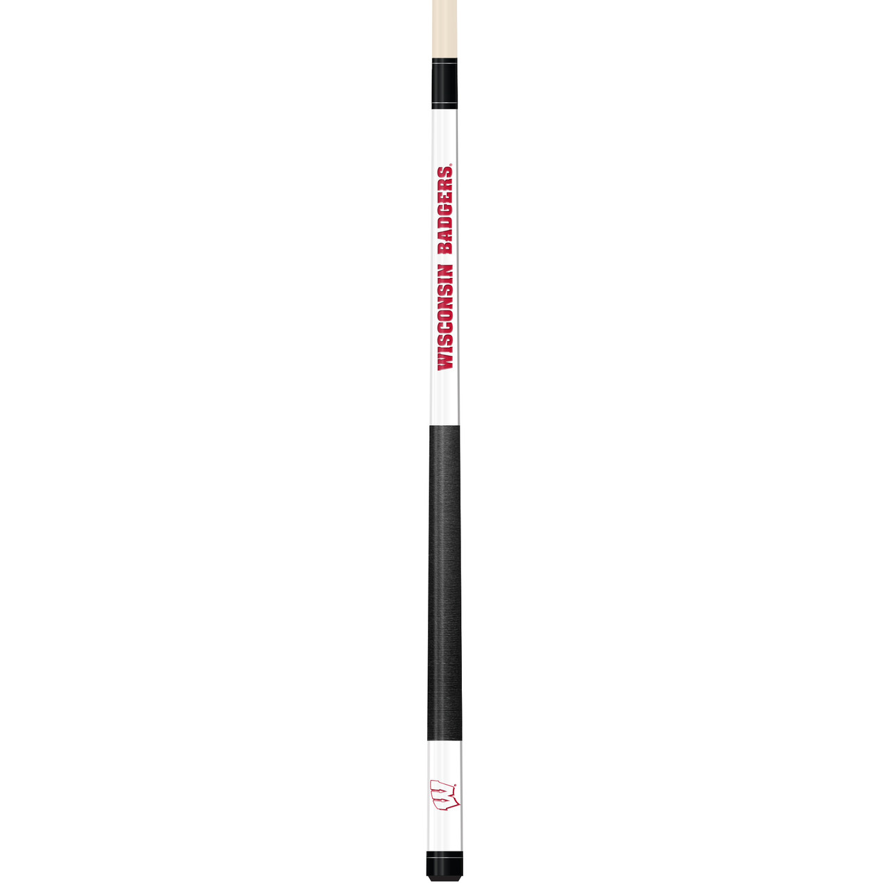 Wisconsin Badgers Custom Engraved White Billiard Cue - Red