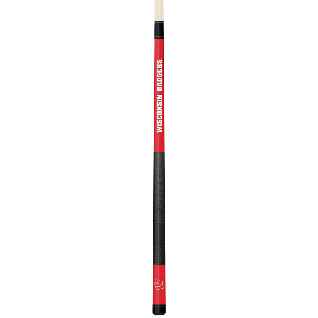 Wisconsin Badgers Custom Engraved Red Billiard Cue - White