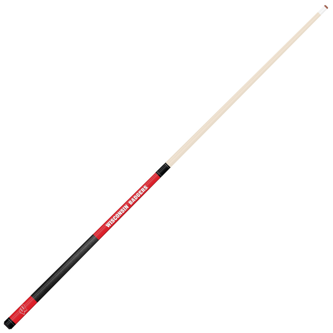 Wisconsin Badgers Custom Engraved Red Billiard Cue - White