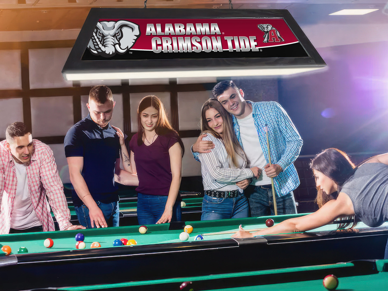 Alabama Crimson Tide 42” Spirit Billiard Lamp – Black Frame