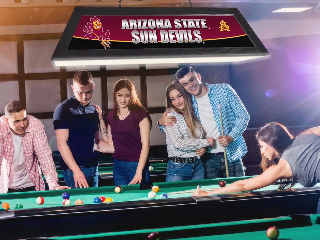Arizona St. Sun Devils 42” Spirit Billiard Lamp – Black Frame