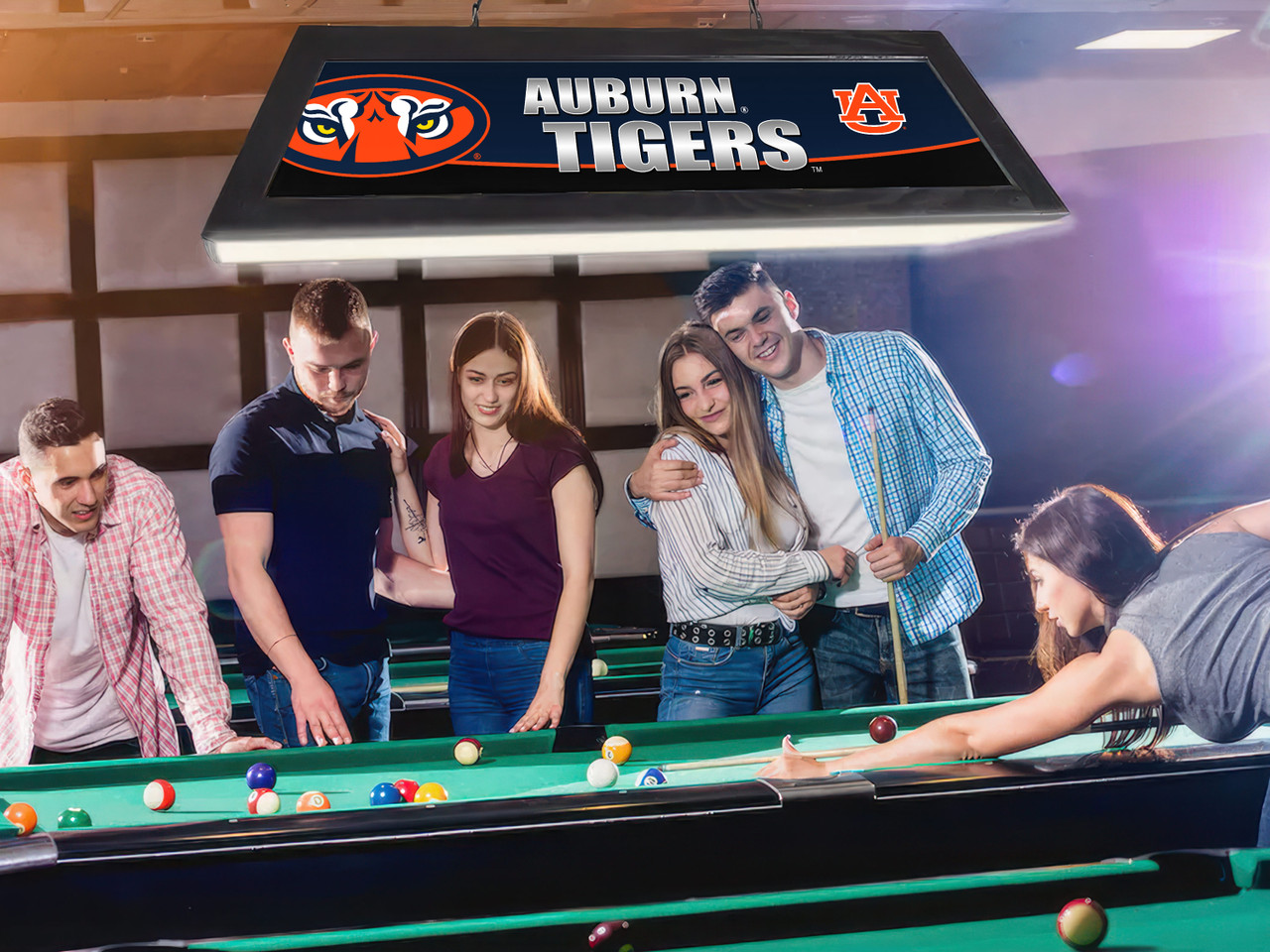 Auburn Tigers 42” Spirit Billiard Lamp – Black Frame