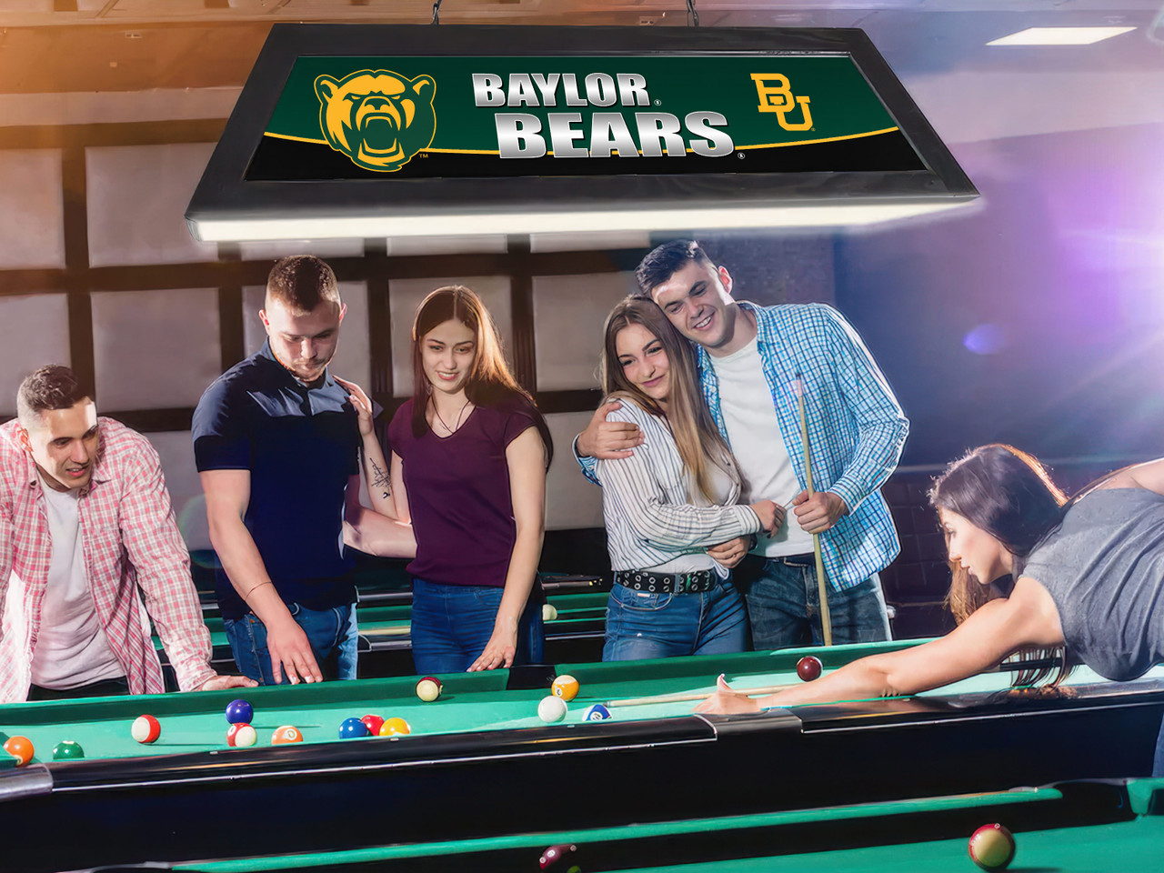 Baylor Bears 42” Spirit Billiard Lamp – Black Frame